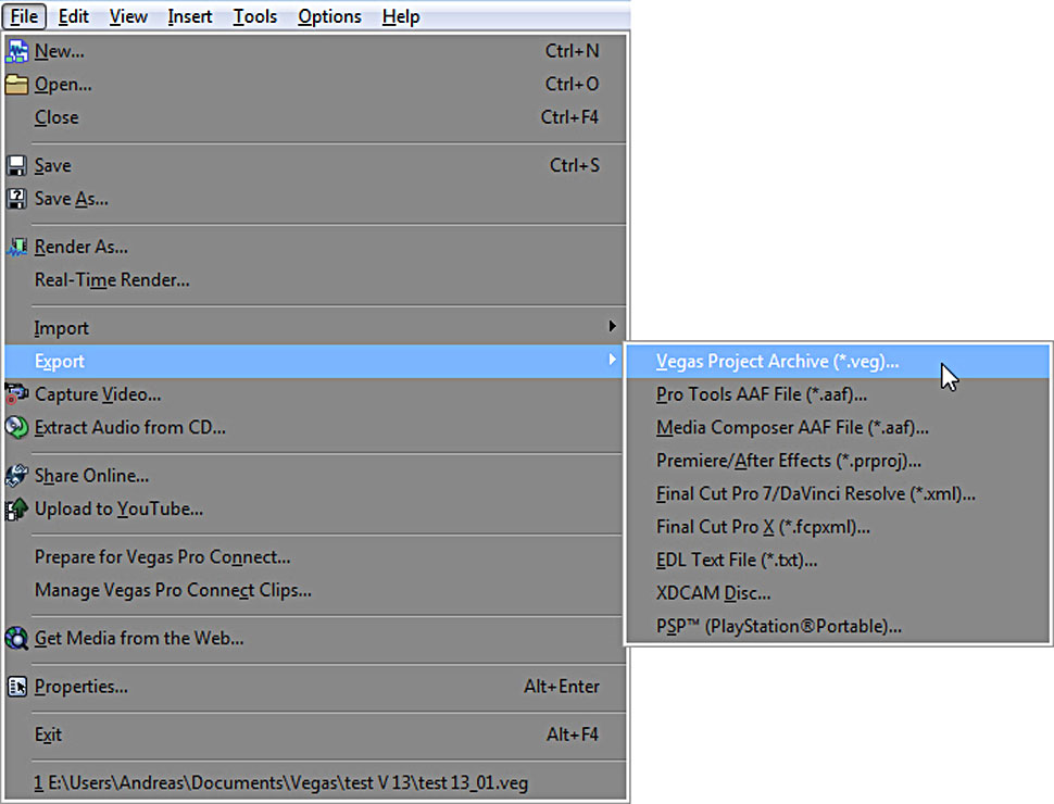how to extract audio from video sony vegas