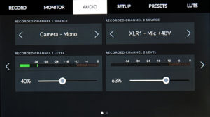 Blackmagic, Ursa Mini Pro, Audio-Menü