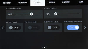 Blackmagic, Ursa Mini Pro, Audio-Menü