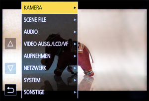 Handheld-Camcorder, AG-CX350, Panasonic, Menü-Screen, © Nonkonform