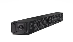 Die AMBEO Soundbar – hier ohne Abdeckung – bietet 5.1.4-Sound ohne zusätzlichen Subwoofer.