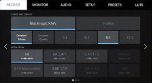 Blackmagic, PCC6K, Menü, © Nonkonform